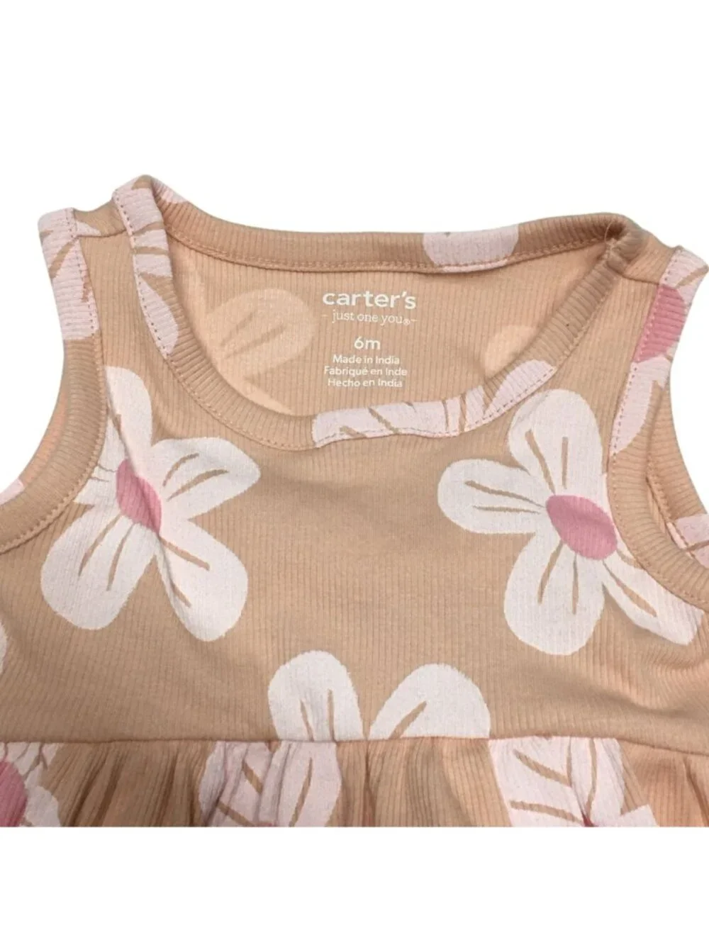 Carter's Baby Girls 2 Dress Lot Size 6 Months Pink Floral Polka Dot Ribbed NWT